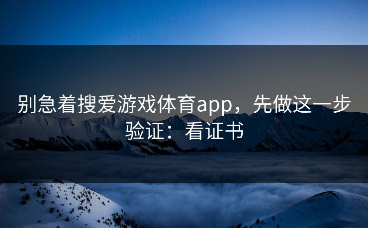 别急着搜爱游戏体育app，先做这一步验证：看证书