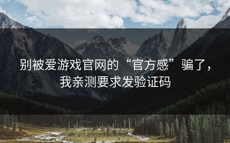 别被爱游戏官网的“官方感”骗了，我亲测要求发验证码