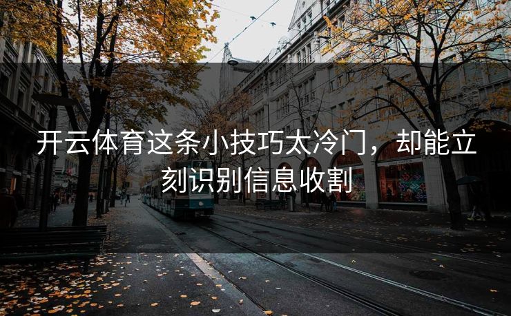 开云体育这条小技巧太冷门,却能立刻识别信息收割 开云体育这条小技巧太冷门,却能立刻识别信息收割